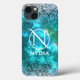 Funda Para iPhone 13 Glitter Girly Sweet 16 Azul Turquesa