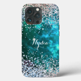 Funda Para iPhone 13 Pro Glitter Girly Sweet 16 Brillo Turquesa