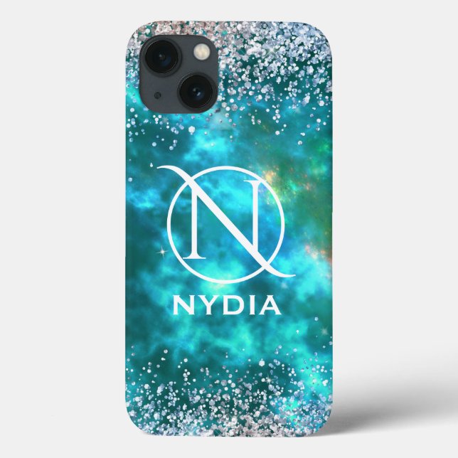 Funda De Case-Mate Para iPhone Glitter Girly Sweet 16 Verde Azul (Reverso)