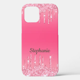 Funda Para iPhone 12 Glitter Glam de moda rosa personalizado