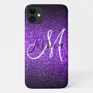 Funda Para iPhone 11 Glitter Ombre Negro Violeta Personalizado