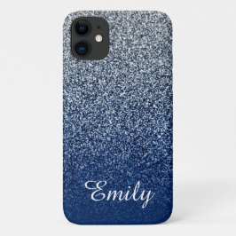 Funda Para iPhone 14 De Case-Mate Glitter Ombre Personalizado Navy Plata