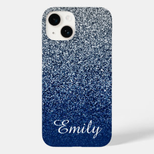 Funda Para iPhone 14 De Case-Mate Glitter Ombre Personalizado Navy Plata