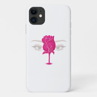 Funda Para iPhone 11 Glitter Rose Eyes Shirt | Pink Rose Aesthetic Tee