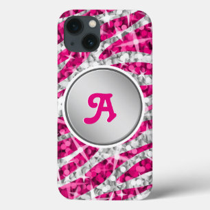 title_seo2 Glitz Zebra Rosa Monograma de impresión rosa