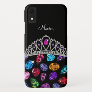 Funda Para iPhone XR Glitzy Joyas de Piedras Preciosas Corona Reina Mon