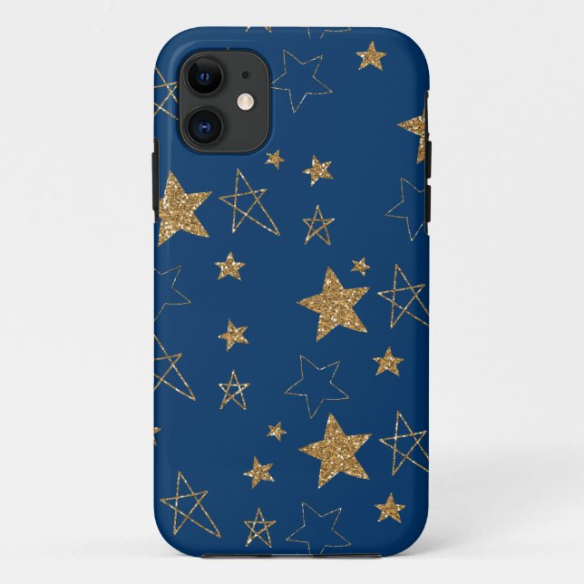 Funda De Case-Mate Para iPhone Glitzy Stars Purpurina de oro (Reverso)