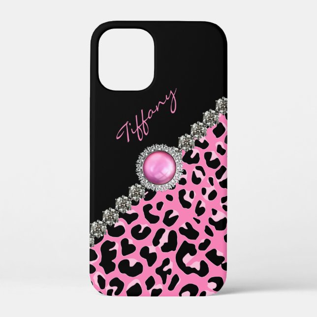 Funda De Case-Mate Para iPhone Glitzzy Pink Jaguar Print iPhone (Reverso )