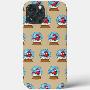 Funda Para iPhone 13 Pro Max Globe de nieve con cardenal rojo curado