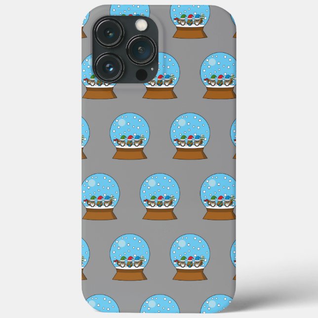 Funda De Case-Mate Para iPhone Globe de nieve con tres búhos de gnomo (Reverso )