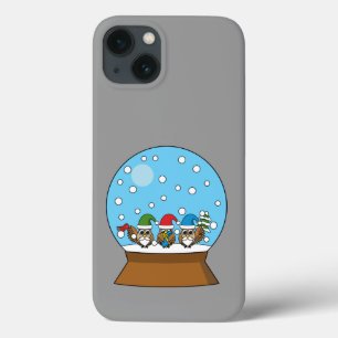 Funda Para iPhone 13 Globe de nieve con tres búhos de gnomo