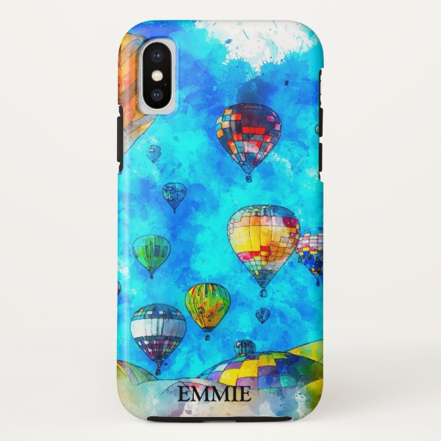 Funda De Case-Mate Para iPhone Globo aerostático personalizado acuarela (Reverso)