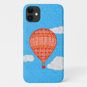 Funda Para iPhone 11 Globo de aire caliente, Naranja de coral contra ci