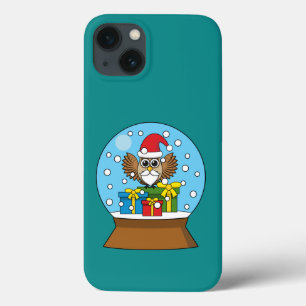 Funda Para iPhone 13 Globo de Nieve con Búho Santa Claus