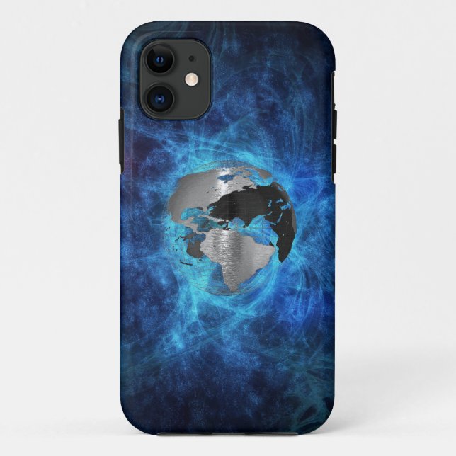 Funda De Case-Mate Para iPhone Globo metalizado de la tierra (Reverso)