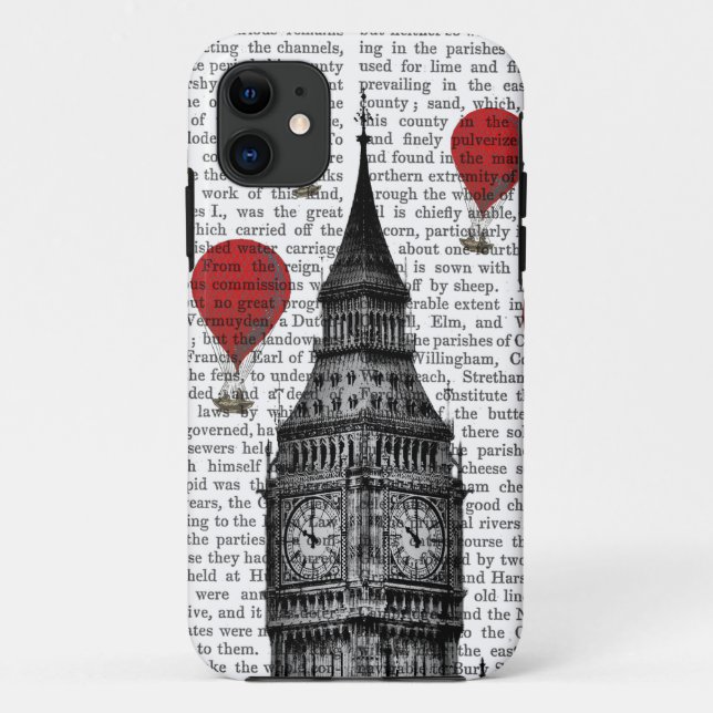 Funda De Case-Mate Para iPhone Globos de aire caliente Big Ben y Red (Reverso)