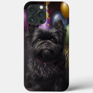 Funda Para iPhone 13 Pro Max Globos de cumpleaños de Affenpinscher Dog