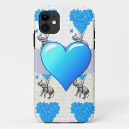 Funda Para iPhone 11 Globos de elefante y corazón azul