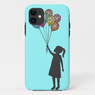 Funda Para iPhone 11 Globos del chica de sueño de los flotadores de la