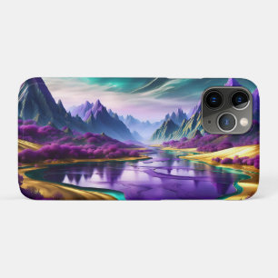 Funda Para iPhone 11 Pro Glorioso paisaje morado y dorado