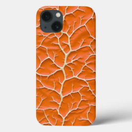 Funda Para iPhone 13 Glossy Orange iPhone Case with Branch Texture