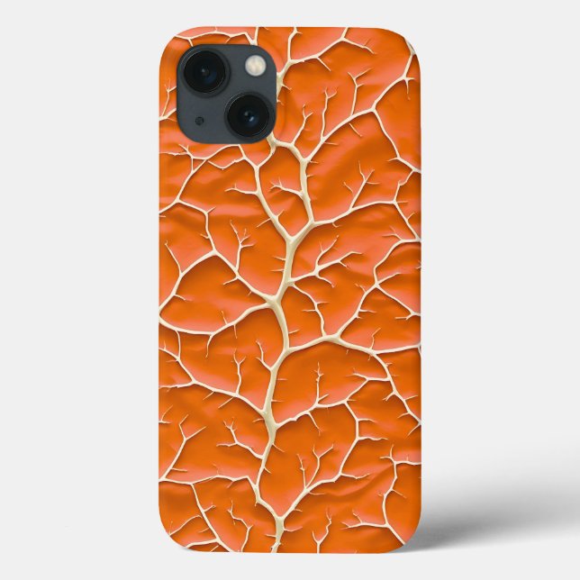 Funda De Case-Mate Para iPhone Glossy Orange iPhone Case with Branch Texture (Reverso)