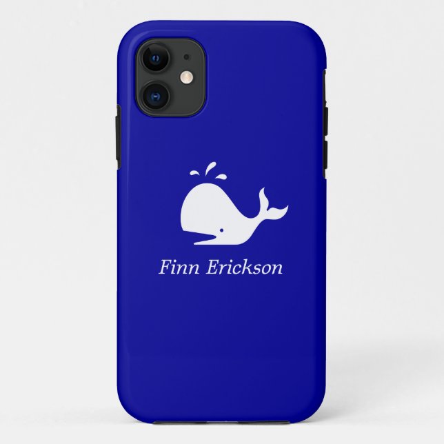 Funda De Case-Mate Para iPhone Glow_White-on-Blue Whale_personalizado (Reverso)