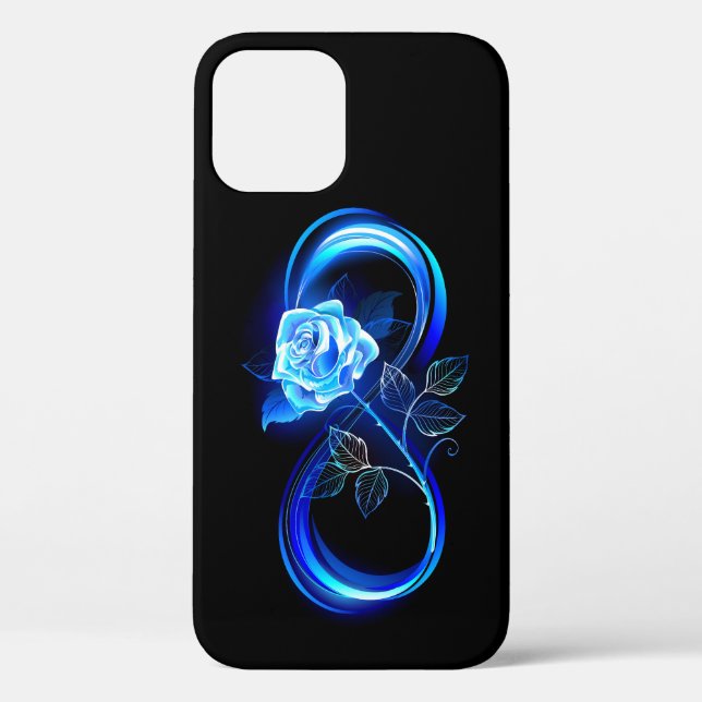 Funda De Case-Mate Para iPhone Glowing infinity with blue rose (Reverso )