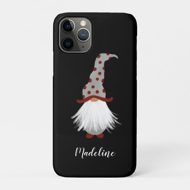 Funda De Case-Mate Para iPhone gnome adorable blanco barbudo con nombre (Reverso)