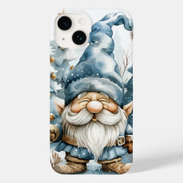 Funda Para iPhone 14 De Case-Mate Gnome azul turbio y árboles de Navidad