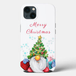 Funda Para iPhone 13 Gnome con Gorra de árbol de Navidad y regalo para 