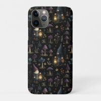 Gnome de fantasía oscura y patrón de hongos