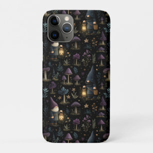 Funda Para iPhone 11 Pro Gnome de fantasía oscura y patrón de hongos