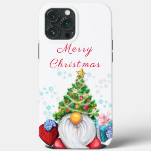 Funda Para iPhone 13 Pro Max Gnome lindo con Gorra y regalo de árbol de Navidad