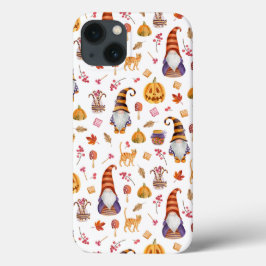 Funda Para iPhone 13 Gnomes, calabazas y gatos de Halloween con color d