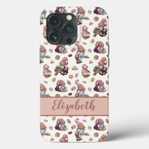 Funda Para iPhone 13 Pro Gnomos de monograma horneando magdalenas donas esc