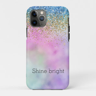 Funda Para iPhone 11 Pro Gold Aqua Glitter Purple Sparkle