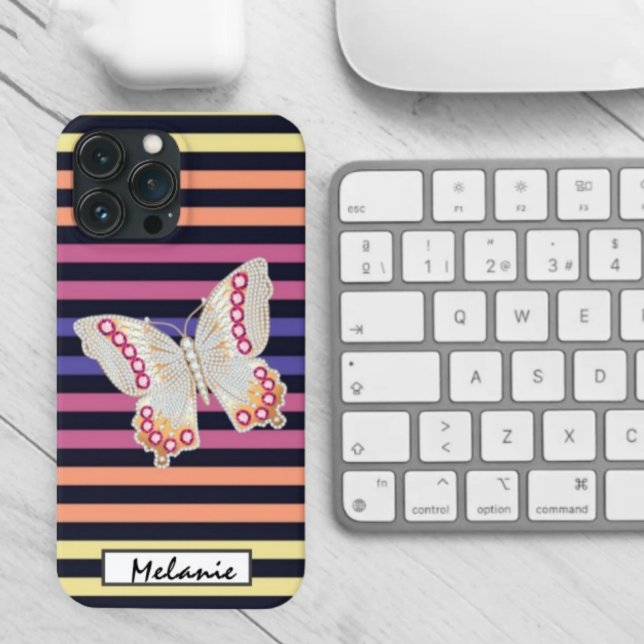 Funda De Case-Mate Para iPhone Gold Butterfly abstract retro stripes  minimal (Subido por el creador)