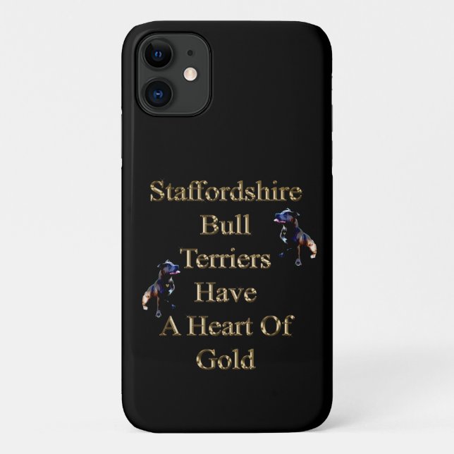 Funda De Case-Mate Para iPhone Gold Design Staffordshire Bull Terrier, (Reverso)