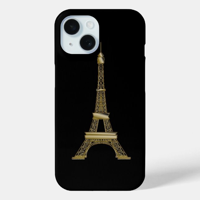 Funda De Case-Mate Para iPhone Gold Eiffel Tower French Black (Reverso )