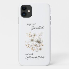 Funda Para iPhone 11 Gold Floral Bismillah Alhamdulliah