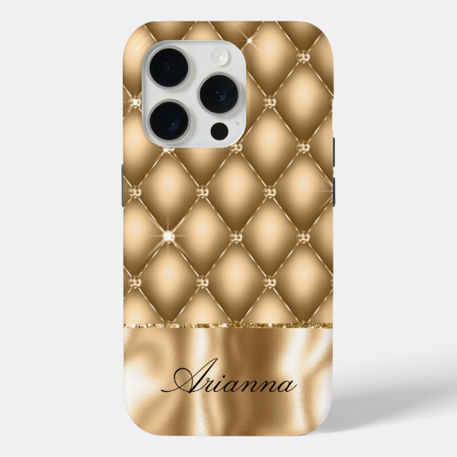 Funda De Case-Mate Para iPhone Gold Glam Glitzy Jewel (Reverso )