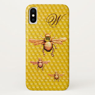 FUNDA PARA iPhone X GOLD HONEY BEES MONOGRAM