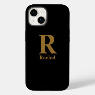 Funda Para iPhone 14 De Case-Mate Gold Inicial/First/Family Name On Black
