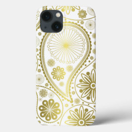 Funda Para iPhone 13 Gold paisley pattern