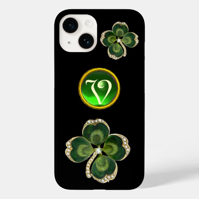 Funda De Case-Mate Para iPhone Gold Saint Patrick Shamrock Jewel, Pearls Monogram (Reverso )