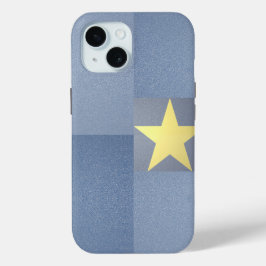 Funda Para iPhone 15 Gold Star Excelencia Elegantes plazas azules textu