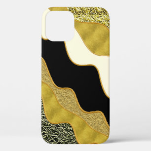 Funda Para iPhone 12 Golden Abstract Wave Moderno Gold Glam Trendy