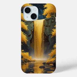 Funda Para iPhone 15 Golden Cascade in the Glimmering Wood
