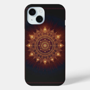 Funda Para iPhone 15 Golden Diwali Mandala - Ligera por dentro y alrede
